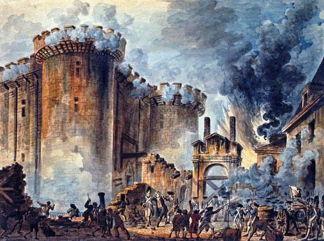 Prise de la Bastille by   Jean-Pierre Houël Source:Wikipedia